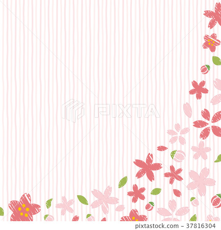 手寫風格櫻花框架材料 37816304