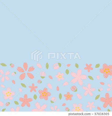 手寫風格櫻花框架材料 37816305