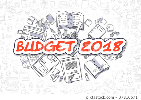 Budget 2018 - Cartoon Red Text. Business Concept. Budget 2018 - Cartoon Red Text. Business Concept. 37816671