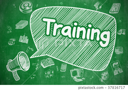 Training - Cartoon Illustration on Green Training - Cartoon Illustration on Green 37816717