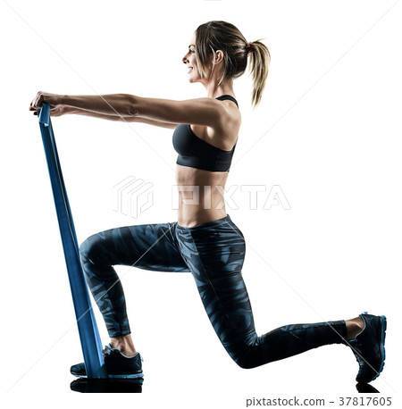 woman pilates fitness elastic resistant band 37817605