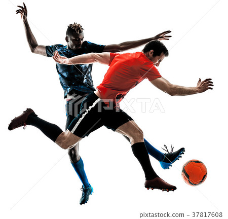 soccer players men isolated silhouette white 37817608