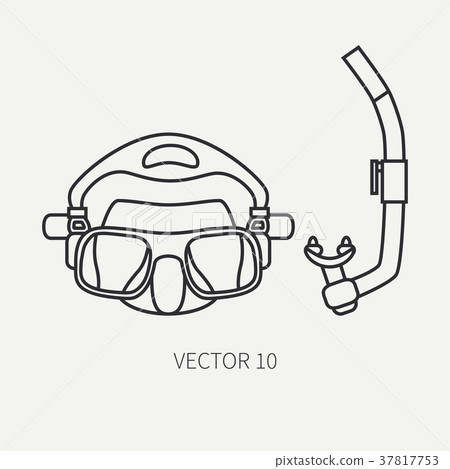 Line flat plain vector diver underwater equipment Line flat plain vector diver underwater equipment 37817753