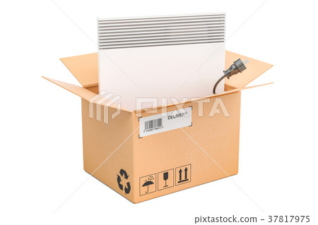 Delivery concept, convection heater inside parcel Delivery concept, convection heater inside parcel 37817975