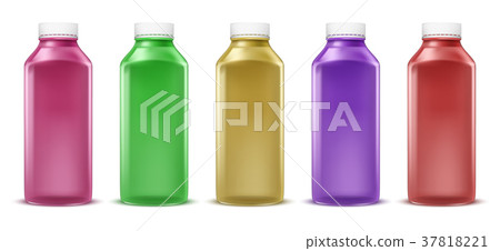 Vector colorful bottles for juice, paint, liquid 37818221