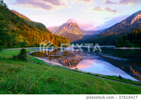 Amazing summer morning on the fantastic Swiss lake 37818427