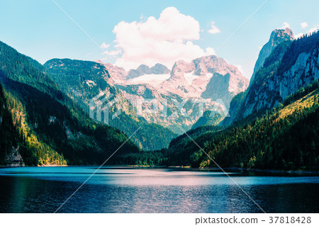 Fantastic morning on mountain lake Gosausee 37818428