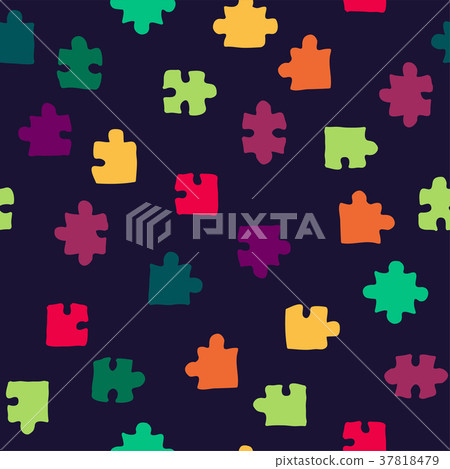 vector abstract seamless puzzle pattern - Stock Illustration [37818479 ...
