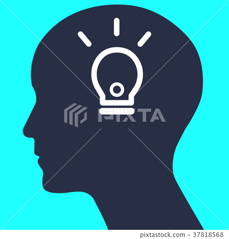Silhouette human head with light icon and idea - Stock Illustration ...