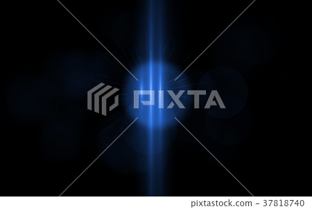 Anamorphic blue lens flare isolated on black 37818740