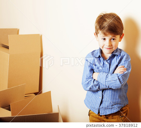 little cute boy in empty room, remoove to new 37818912