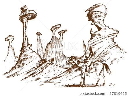 National American Indian riding horse with spear 37819625