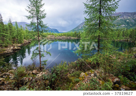 Wonderful lake wide panorama. Scenic summer 37819627