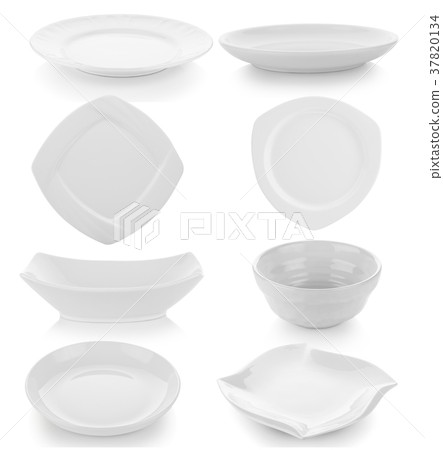 set of plate and bowl on white background set of plate and bowl on white background 37820134
