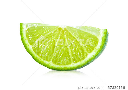 Juicy slice of lime isolated on white background Juicy slice of lime isolated on white background 37820136