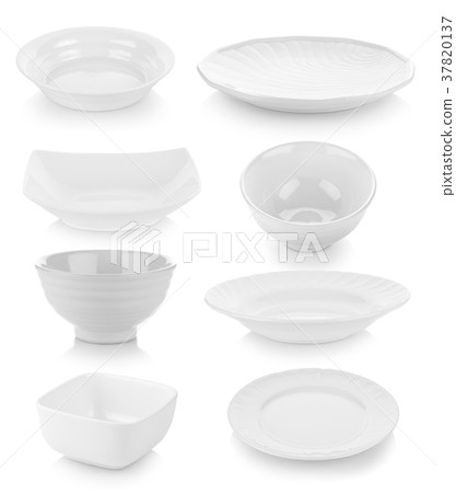 set of plate and bowl on white background set of plate and bowl on white background 37820137