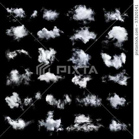 Set of clouds on black background 37820141