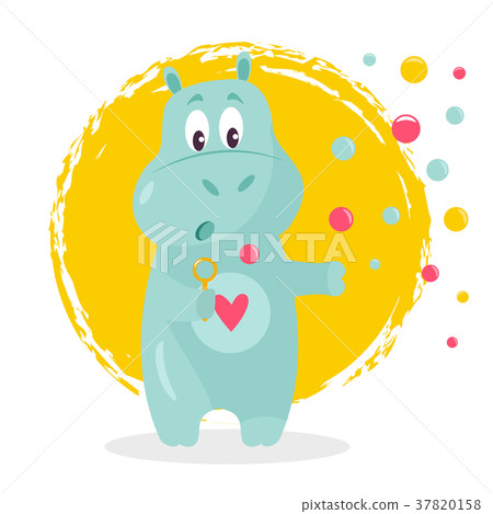 Vector image of a funny hippo with soap bubbles Vector image of a funny hippo with soap bubbles 37820158