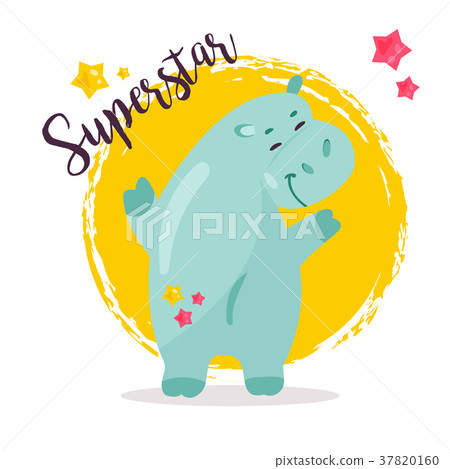 Vector image of a funny Superstar hippo Vector image of a funny Superstar hippo 37820160