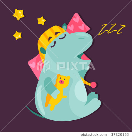 Vector image of a funny sleepy hippo Vector image of a funny sleepy hippo 37820163