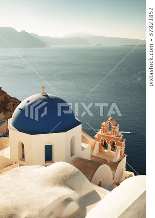 Santorini skyline blue church Santorini skyline blue church 37821852