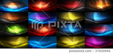 Set of vector neon flowing wave abstract 37830948