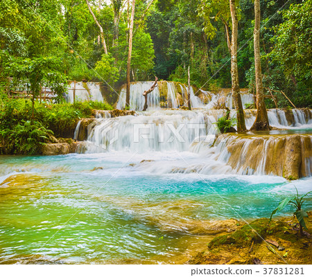Tat Sae Waterfalls. Beautiful landscape. Laos. Tat Sae Waterfalls. Beautiful landscape. Laos. 37831281