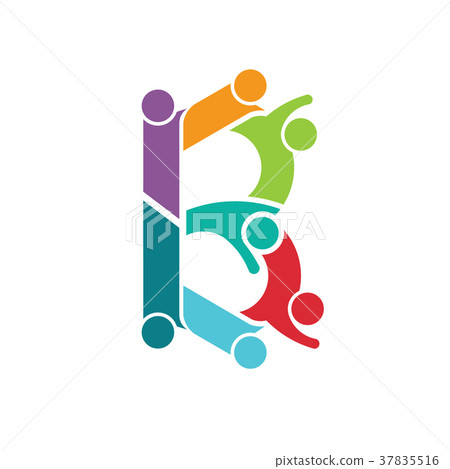 B Letter by Kids Figures. Vector Illustration 37835516