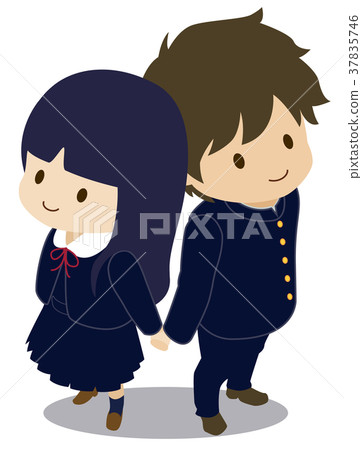 Cute lovers overhead view uniform jumper skirt winter clothes Cute lovers overhead view uniform jumper skirt winter clothes 37835746