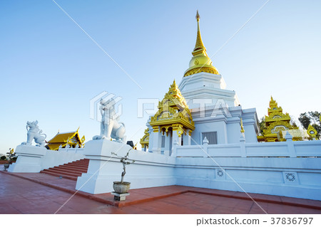 Beautiful pagoda in Phra Thad Santidham temple Beautiful pagoda in Phra Thad Santidham temple 37836797