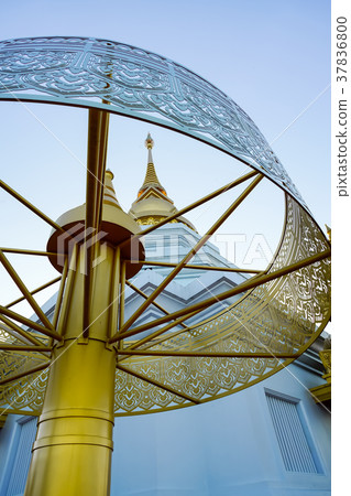 Beautiful pagoda in Phra Thad Santidham temple Beautiful pagoda in Phra Thad Santidham temple 37836800