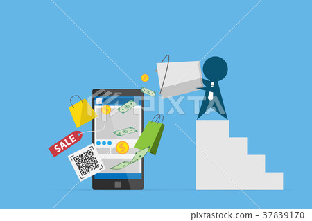 businessman pour money on smartphone businessman pour money on smartphone 37839170