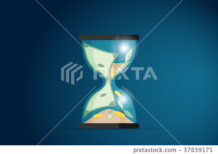 hourglass with banknotes and coins hourglass with banknotes and coins 37839171