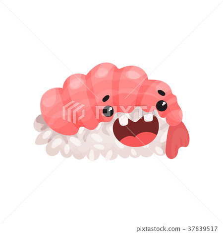 Cute happy Ebi sushi character with funny face 37839517