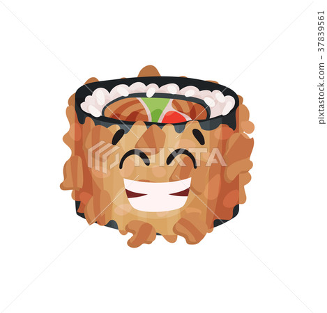 Cute Japanese sushi character, roll with funny Cute Japanese sushi character, roll with funny 37839561