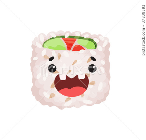 Cute roll character, sushi with funny face cartoon 37839593