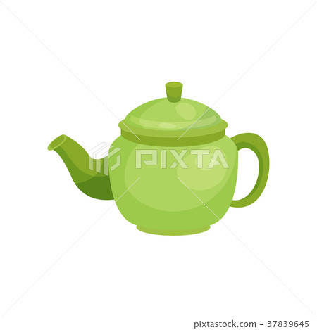 Green ceramic teapot, kitchenware vector Green ceramic teapot, kitchenware vector 37839645