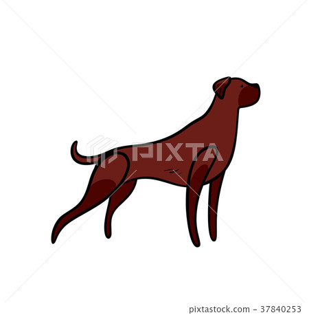 Vector brown staying hunting dog in toy style Vector brown staying hunting dog in toy style 37840253