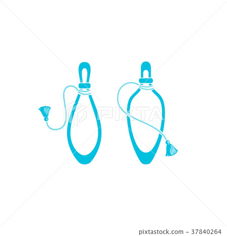 Perfume bottles with tassel icons, silhouette. Perfume bottles with tassel icons, silhouette. 37840264