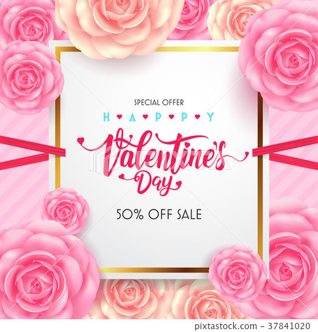 Valentine Day Calligraphic Inscription with flower Valentine Day Calligraphic Inscription with flower 37841020