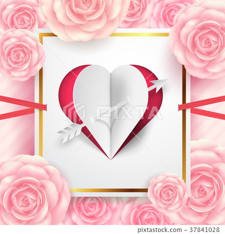 Valentine's Day Card with cut paper heart Valentine's Day Card with cut paper heart 37841028