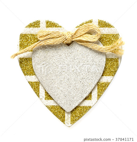yellow craft decorated heart isolated on white yellow craft decorated heart isolated on white 37841171