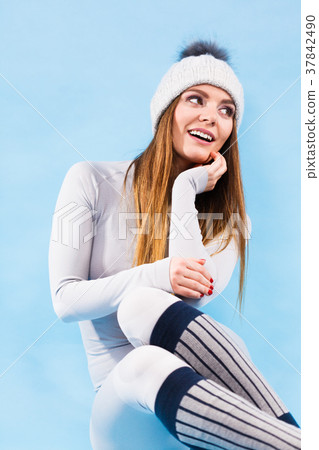 woman in thermal underwear top ang leggings 37842490