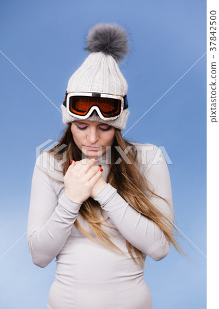 woman in thermal underwear ski googles woman in thermal underwear ski googles 37842500