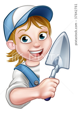 Construction Worker Builder Bricklayer Trowel Tool Construction Worker Builder Bricklayer Trowel Tool 37842781