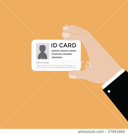 Businessman hand holding the id card. 37842860