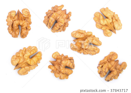 walnut kernels isolated on white background. Top walnut kernels isolated on white background. Top 37843717