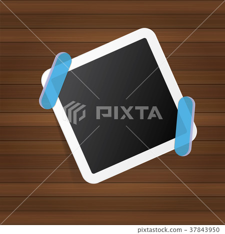 vintage photo frame with shadow isolated on wooden - Stock Illustration ...