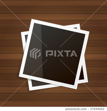 vintage photo frame with shadow isolated on wooden - Stock Illustration ...