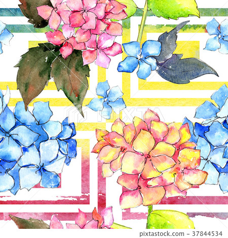 Wildflower hydrangea flower pattern in a 37844534